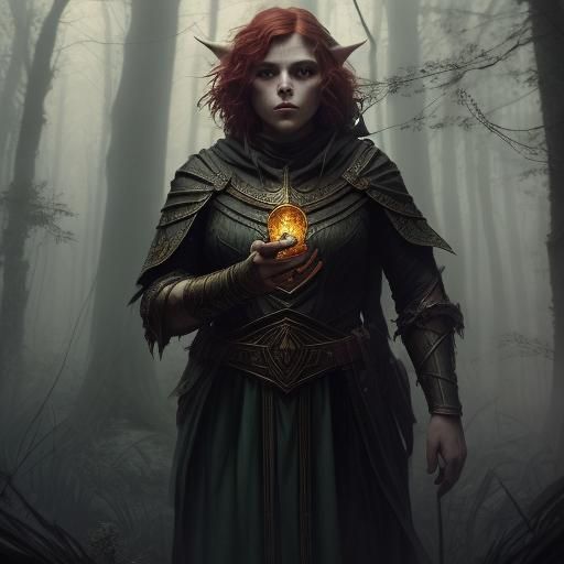 Fantasy Elf in Misty Forest: Dark Concept Art