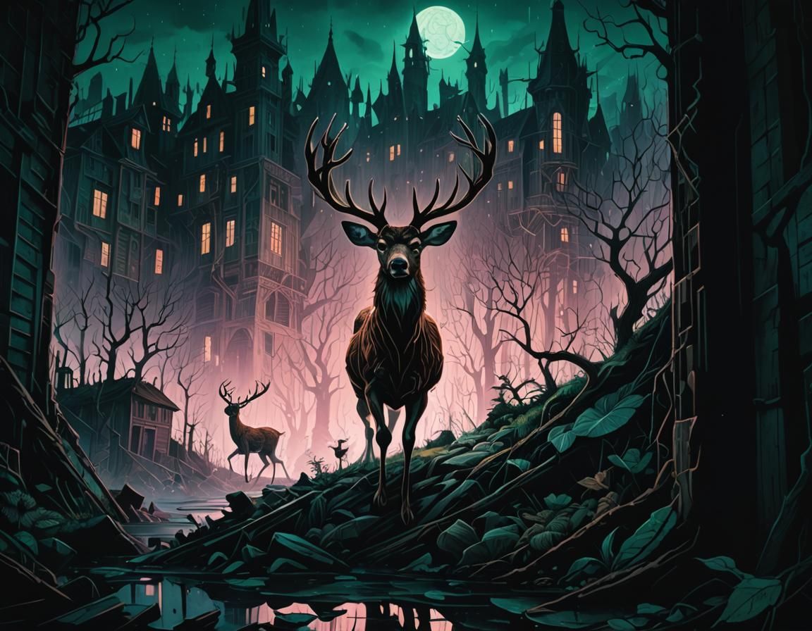 Frightened Deer in a Haunted Grimdark City