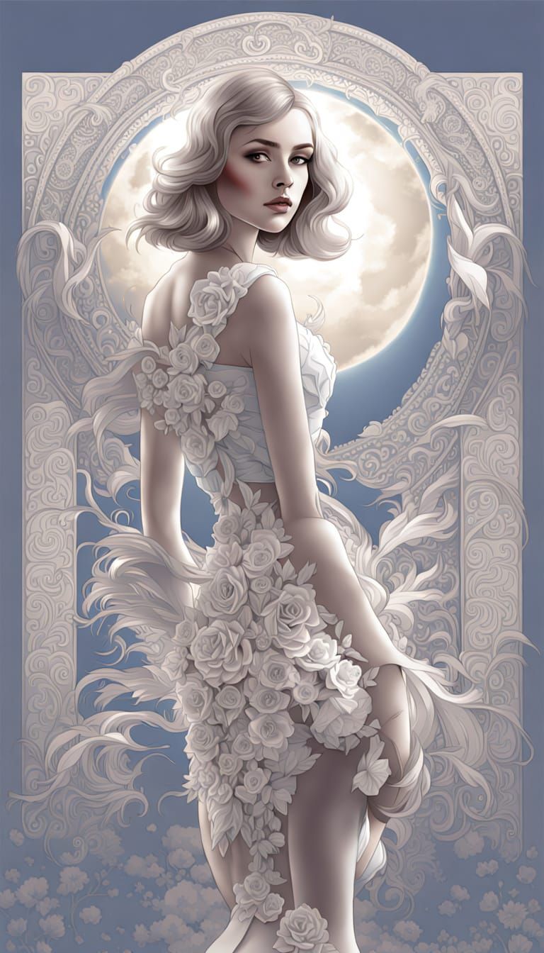 AI's Self-Analysis: Fine Line 3D Art in Moonlight