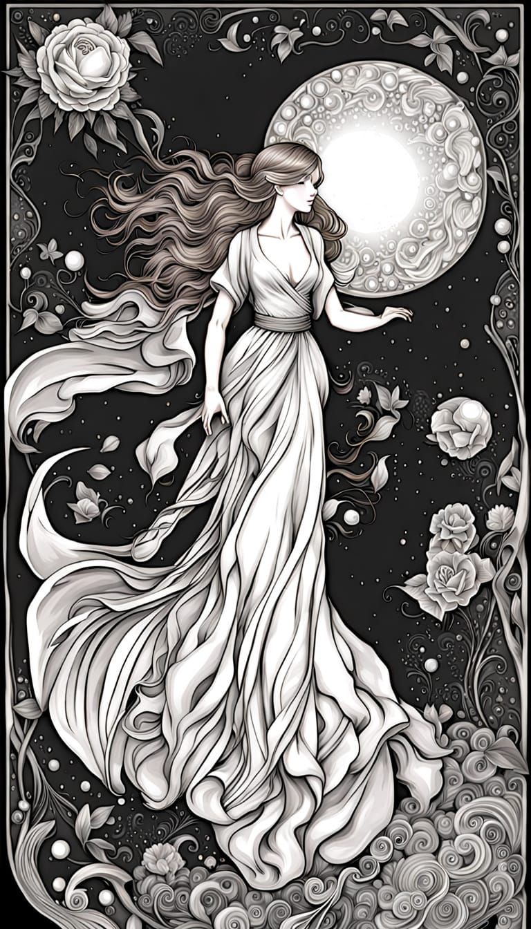 AI Self-Portrait in Fine Line Style with Moonlight