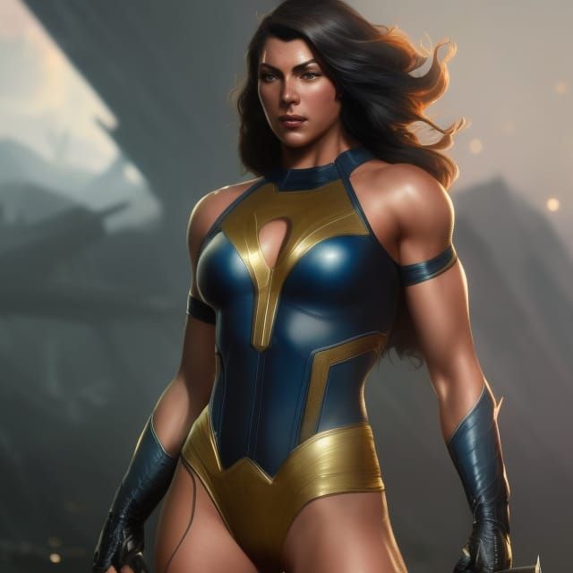 Voluptuous Superheroine in Dark Sci-Fi Concept Art