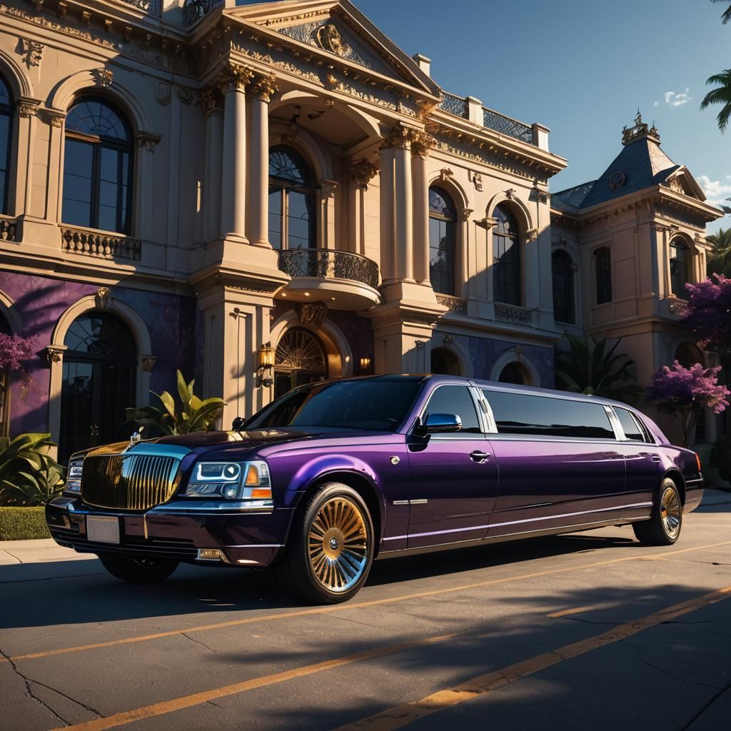 Exotic Limo Concept Art Parked at Mansion