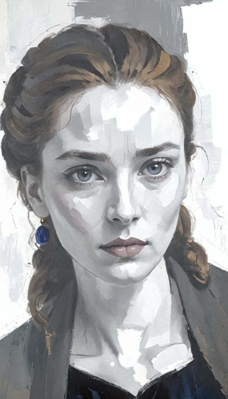 Impressionist Woman Portrait with Impasto Brushstrokes