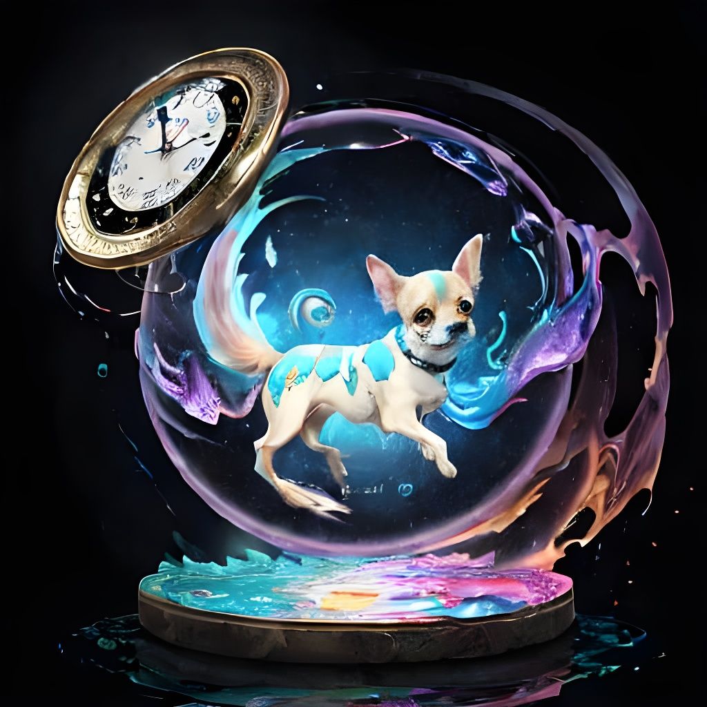 Chihuahua Made of Paint in Surreal Dreamscape