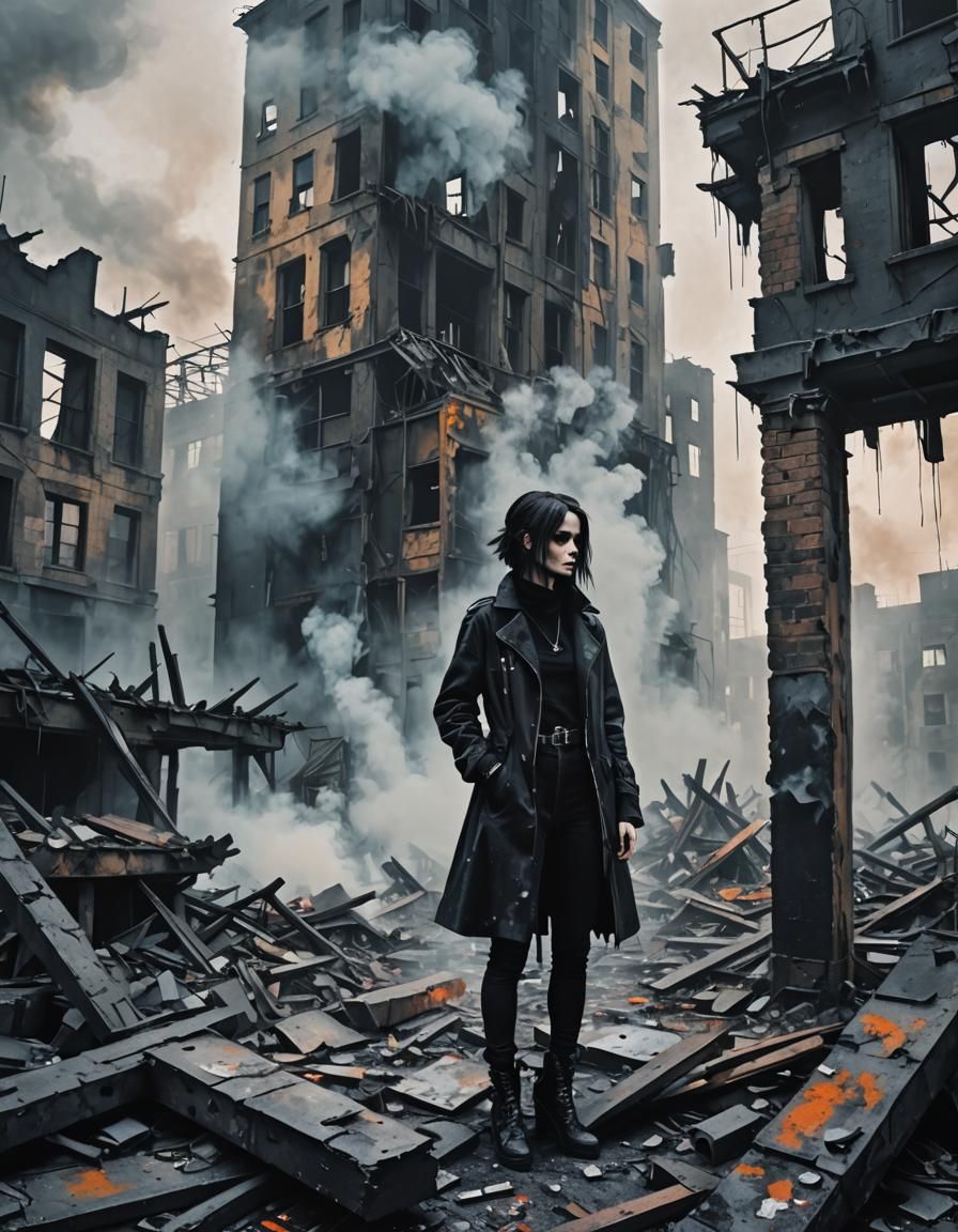 Gothic Cityscape with Introspective Model