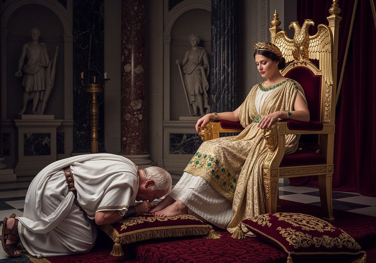 Empress Messalina on Her Golden Throne as Baroque Painting