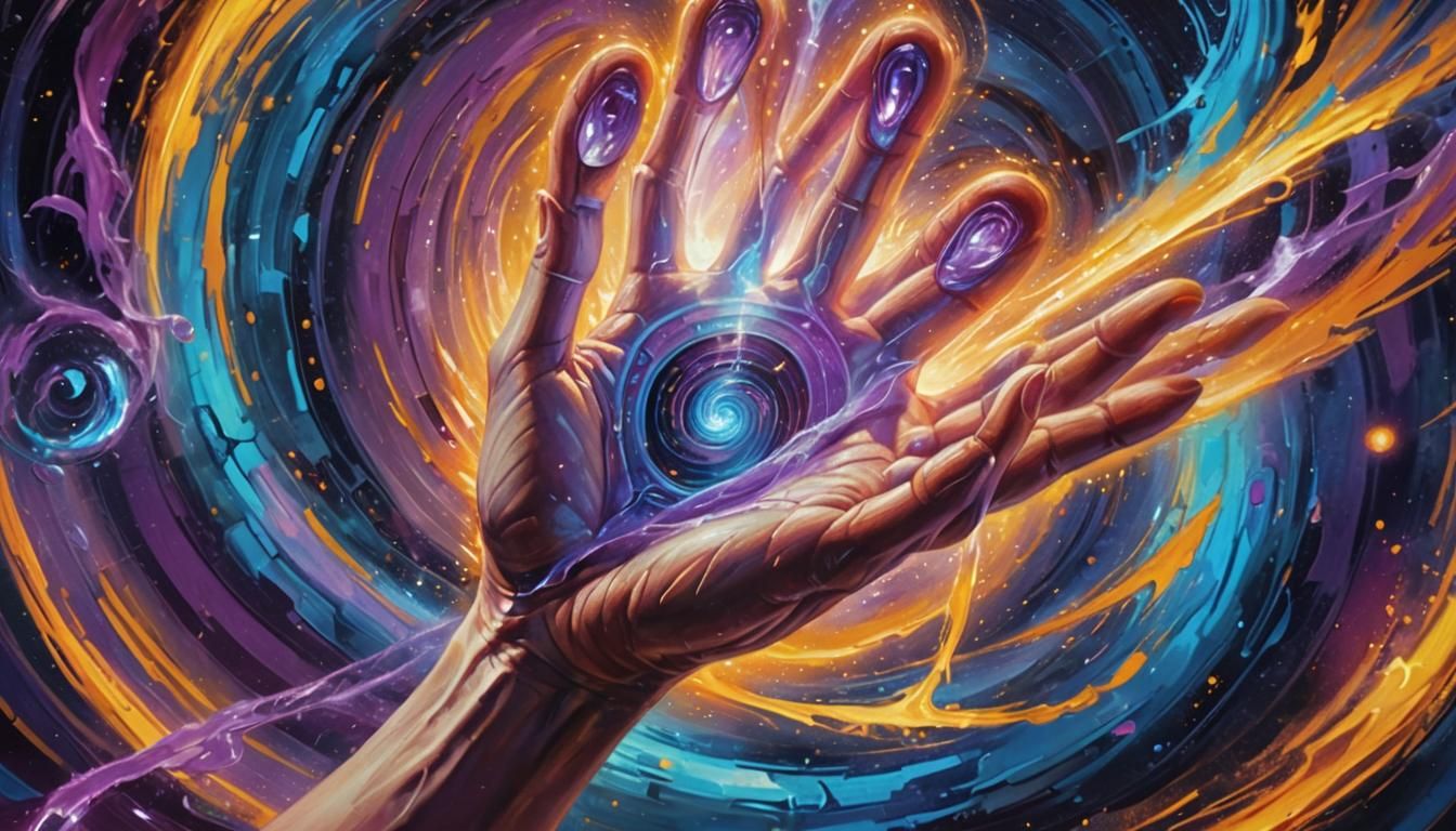 Hand Reaching Through Space-Time Rift