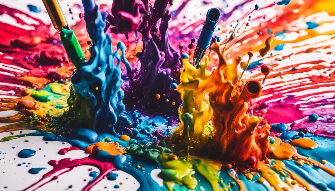 Colourful Ink Splatter from Fountain Pen: Splash Art
