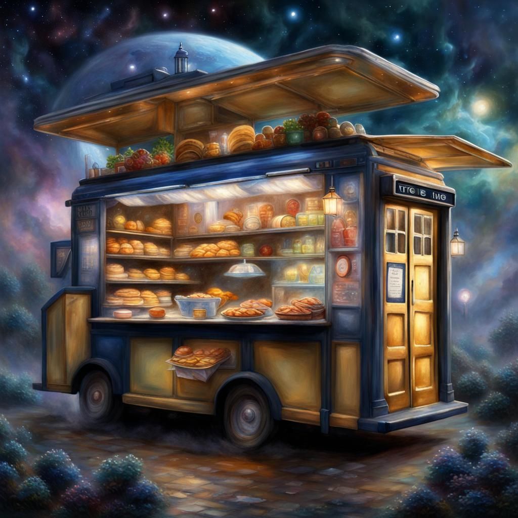 TARDIS Food Truck in Space: Ethereal Fantasy Art