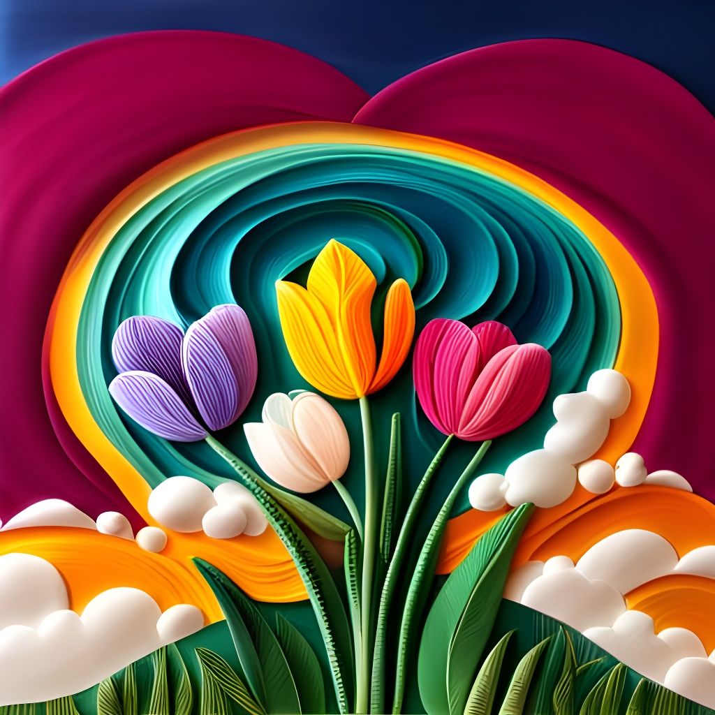 Paper quilling Tulip garden