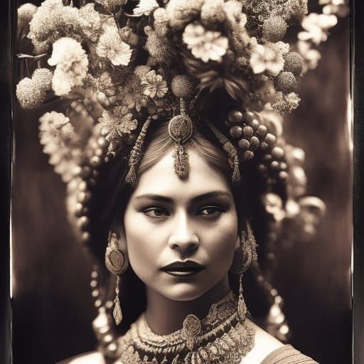 Detailed Medusa Portrait in Art Nouveau Style