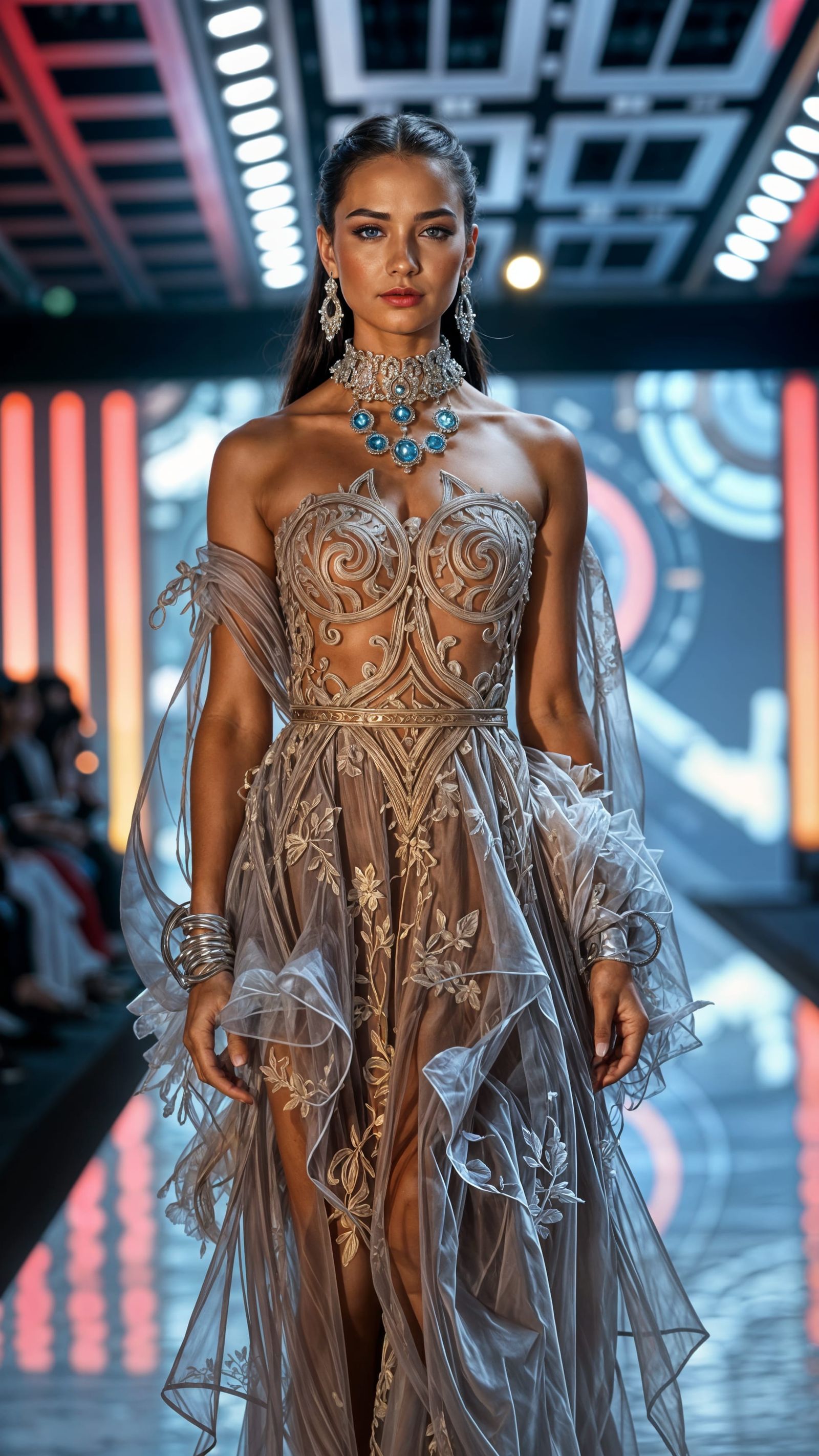 Beautiful woman in fashion dress