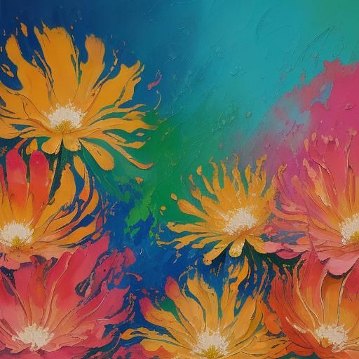 Peacock Woman Portrait in Abstract Expressionism Style