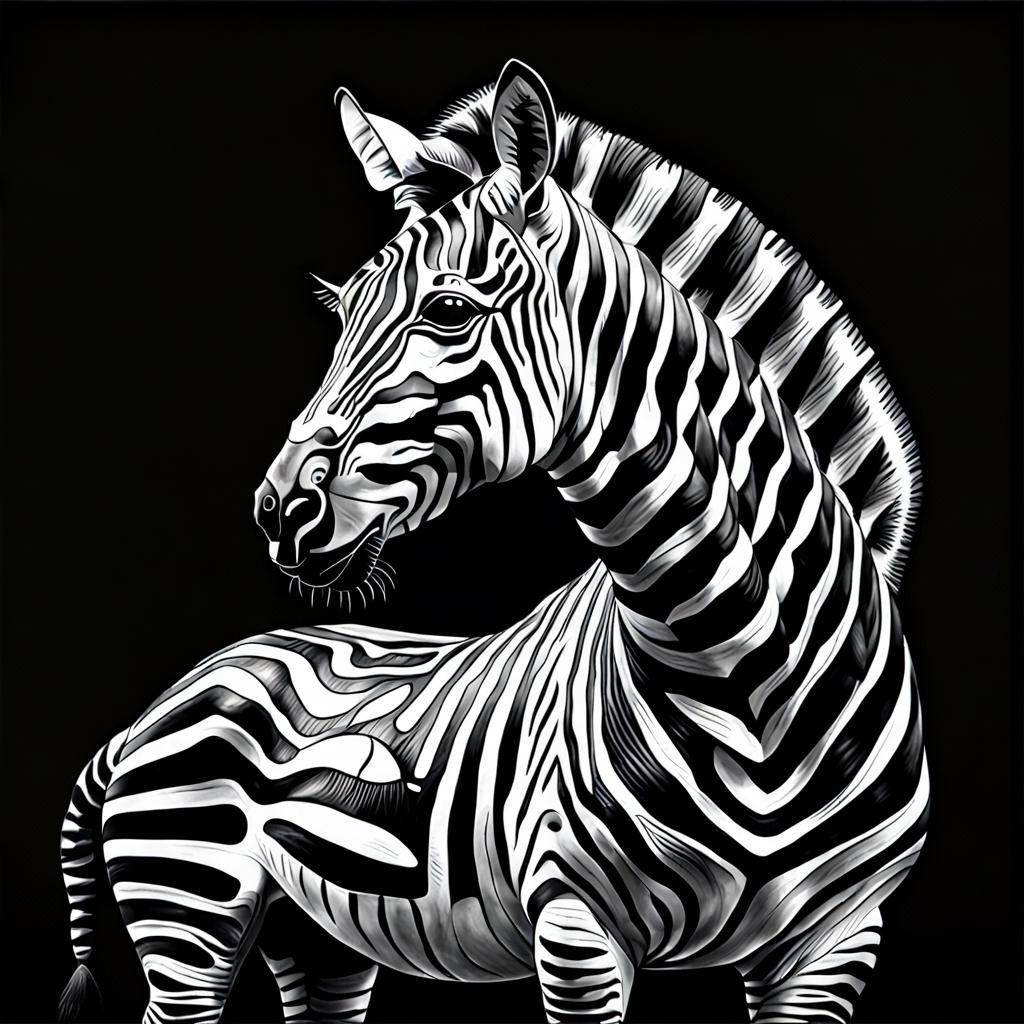 Abstract Zebra in Black and White Lines