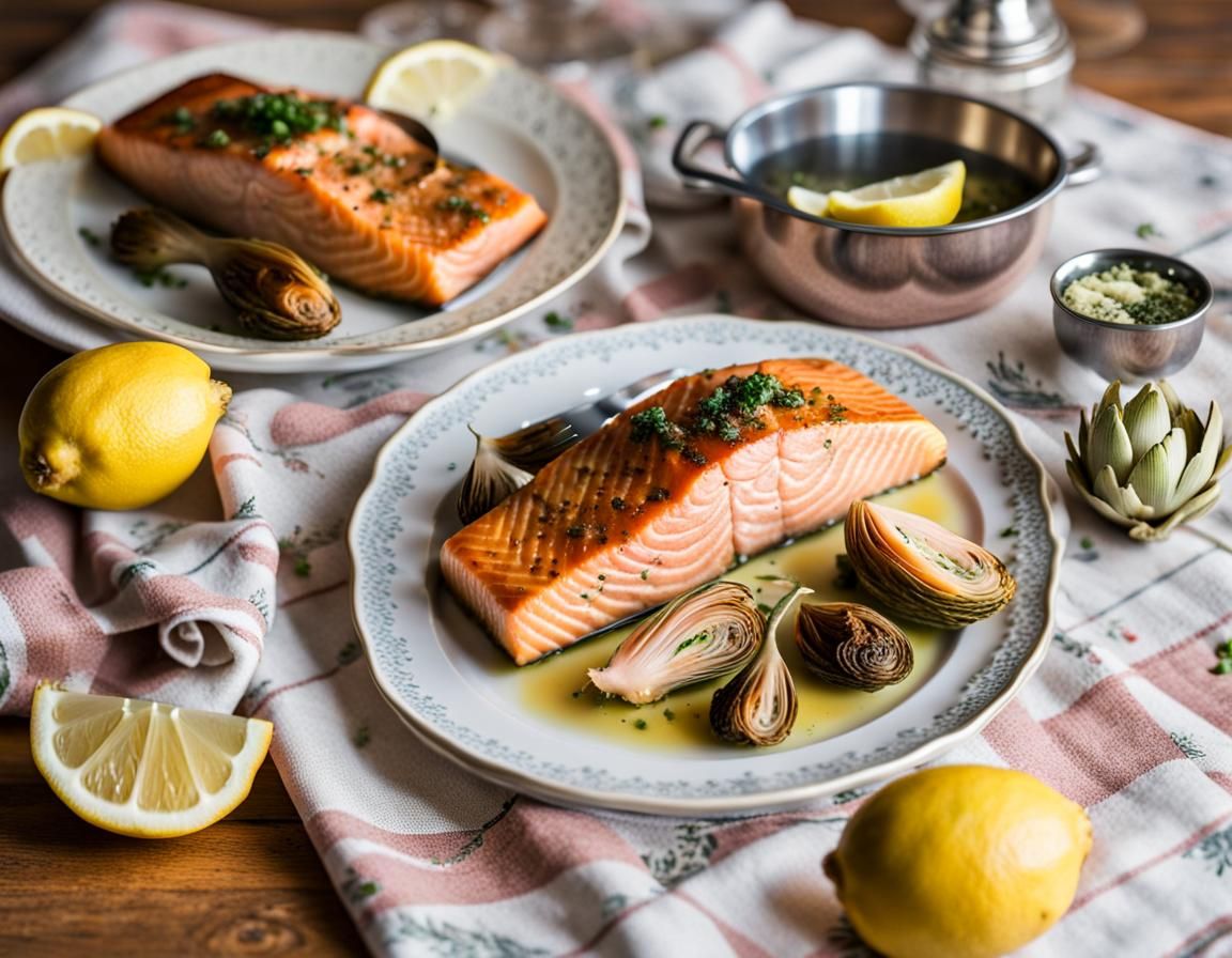 Baked Salmon with Lemon and Artichoke Delight