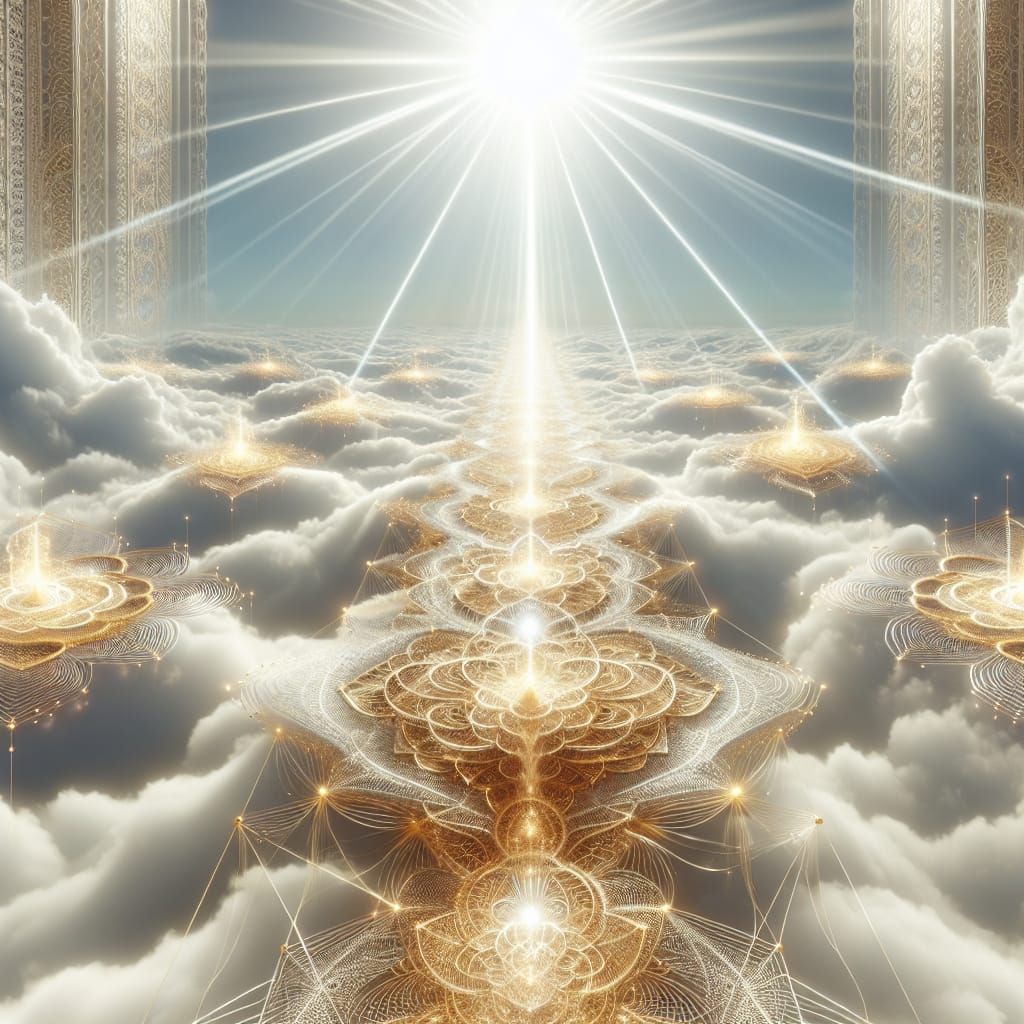 Golden Sacred Geometry in Ethereal White Scene