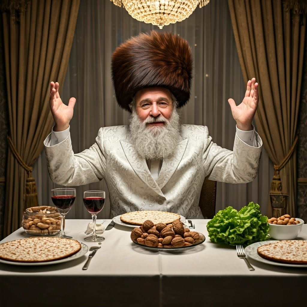 A Regal Hasidic Leader Celebrates Passover in Elegance