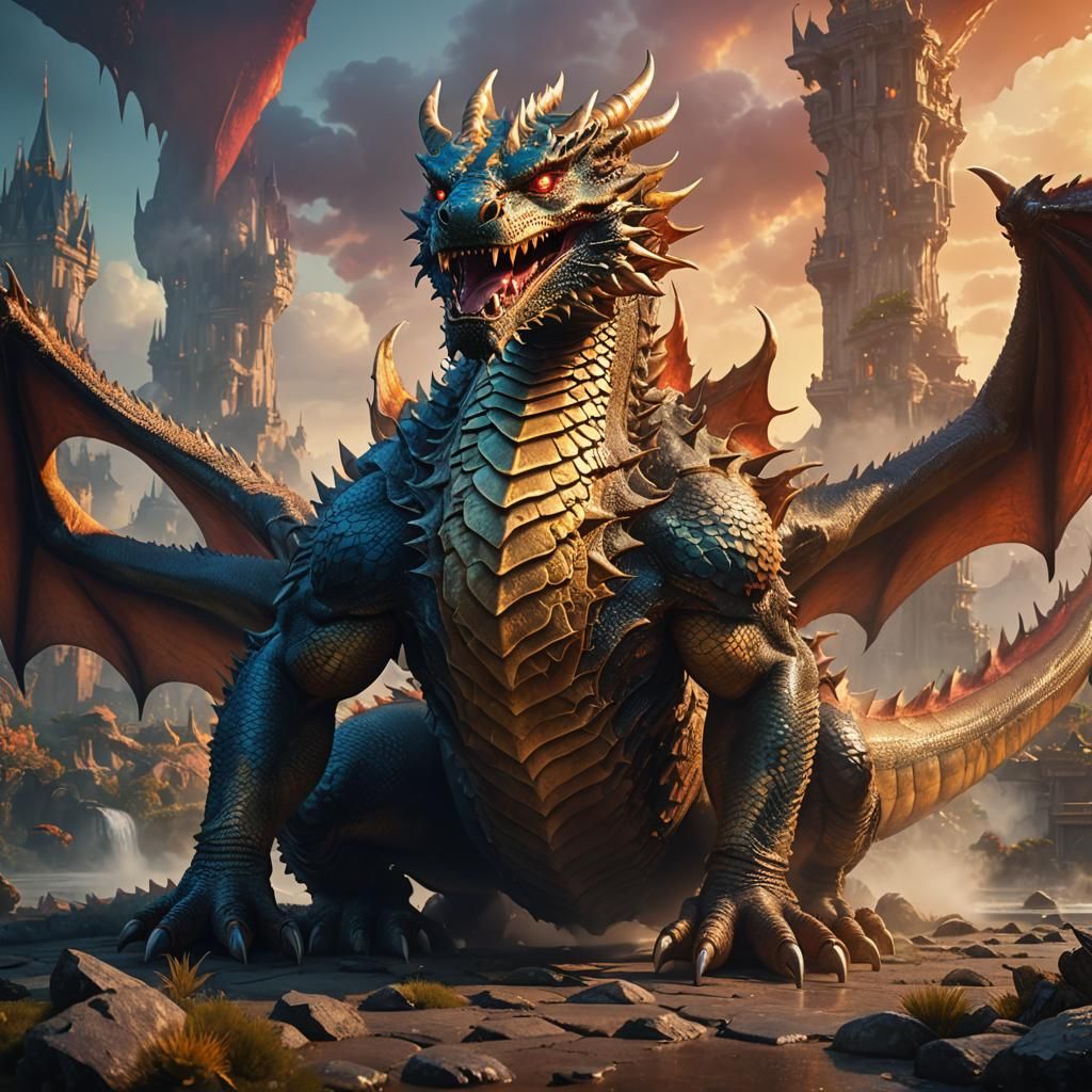 Dragon with Soft Belly in Digital Matte Painting
