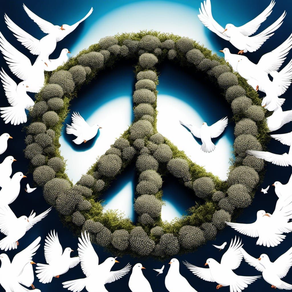 Doves Form Peace Sign in Photorealistic Style