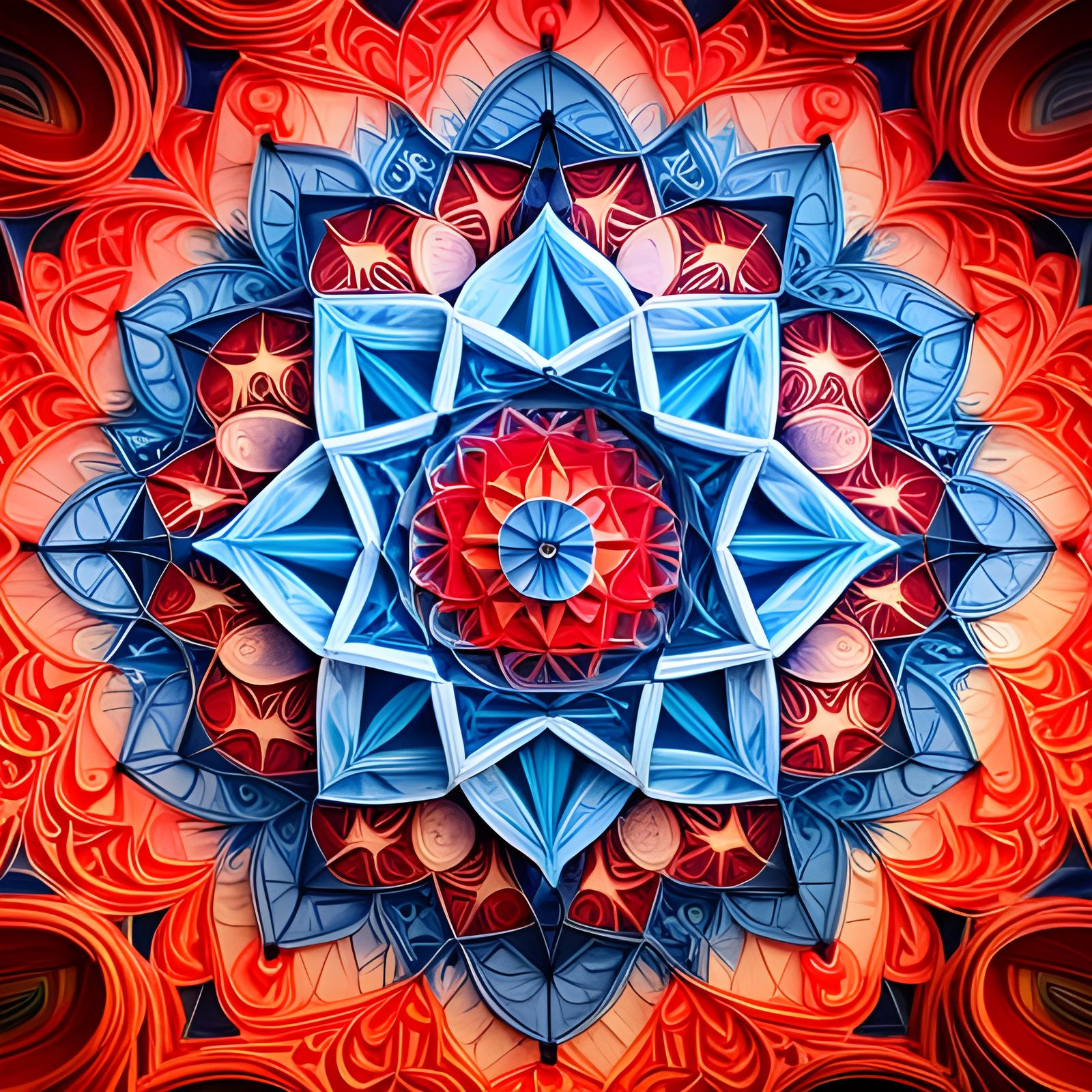 Geometric 3D Mandala Art with Lasers and Fog