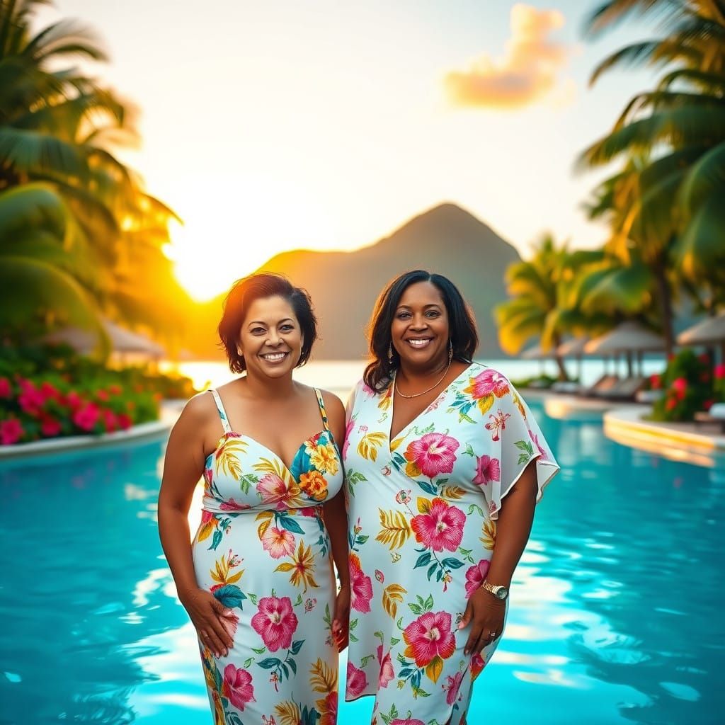 Radiant Women Bask in Seychelles Resort Beauty