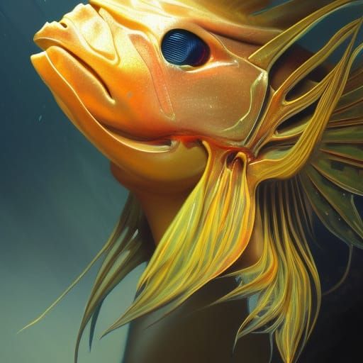 Demonic Angelfish Portrait in Hyperdetailed Style