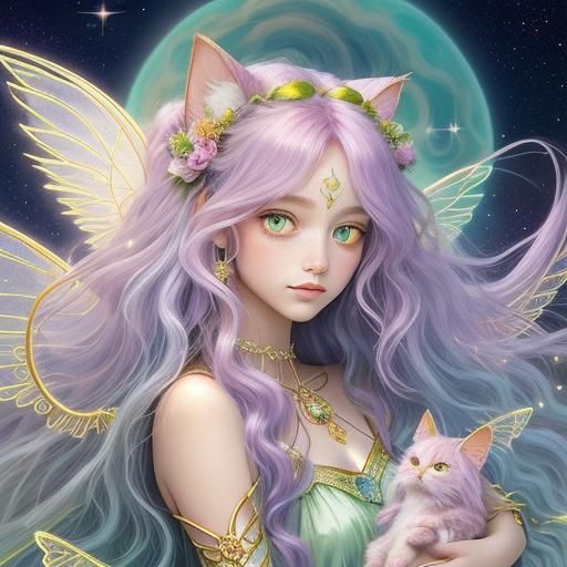 Glamorous Fairy Woman with Golden Hair