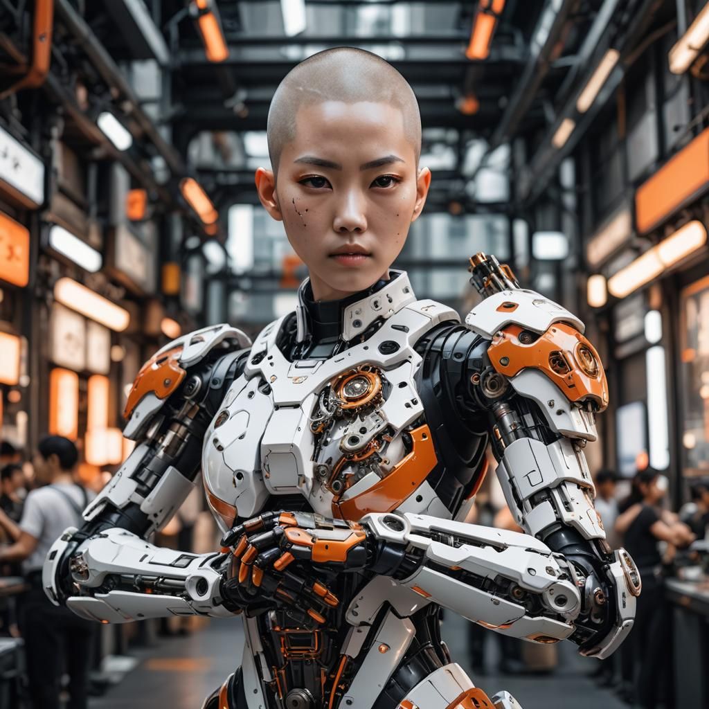 Futuristic Cyborg Girl Portrait in High Resolution