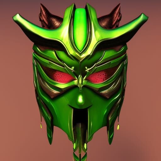 Green Kamen Rider Oni Mask in Detailed Matte Style