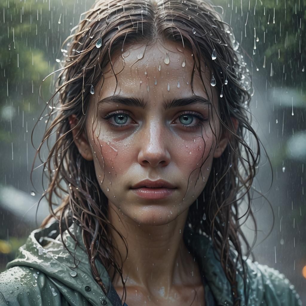 Mysterious Entity in Rain: Hyperrealistic Concept Art