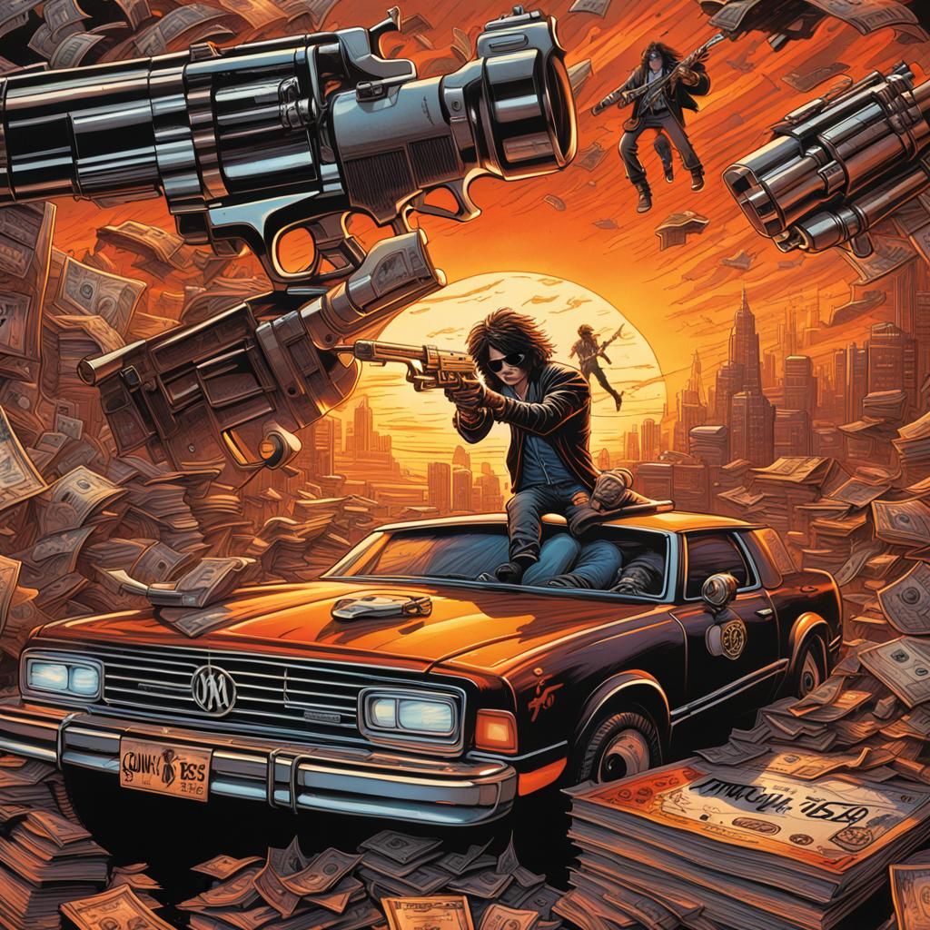 Guns N Roses Vinyl Record in Comic Book Art