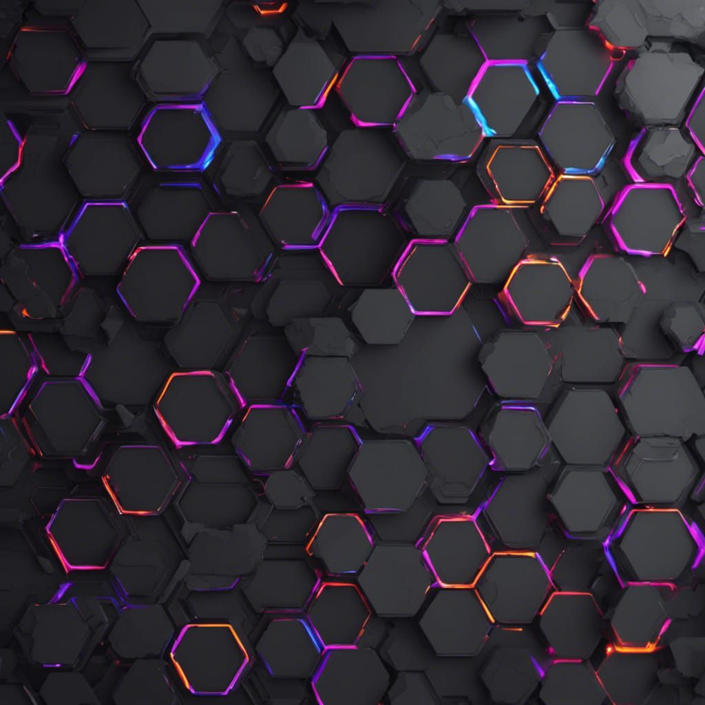 Hexagon Carbon Fiber Banner with Neon Lines