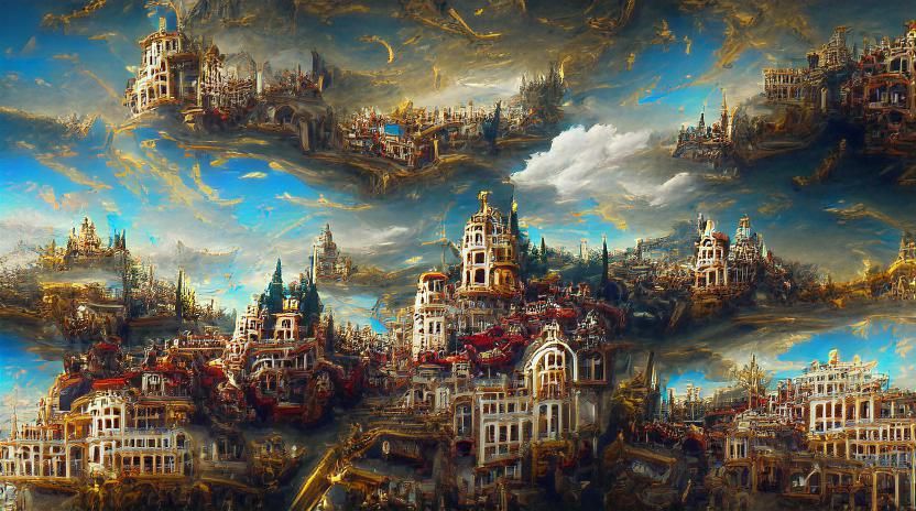 Detailed Baroque City Painting in 8K