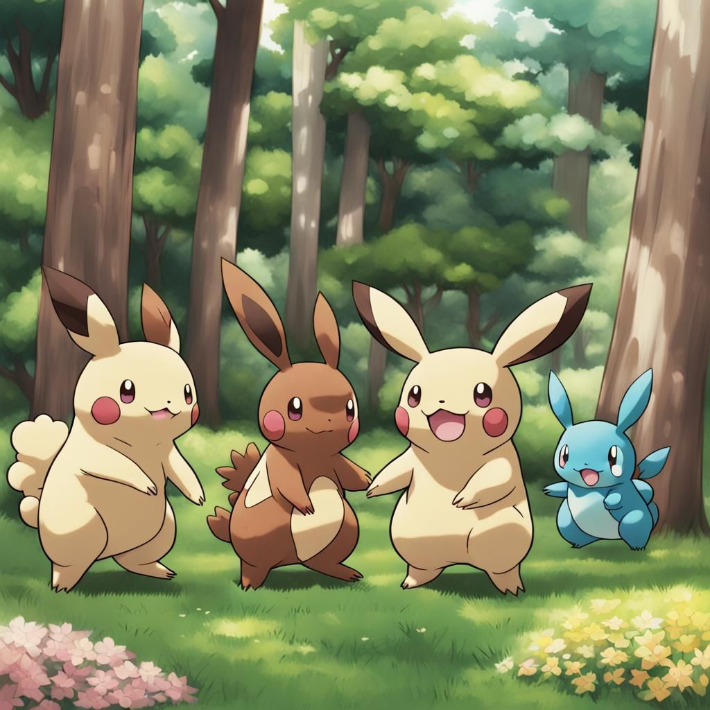 Buneary Pokemon in Anime Key Visual Style