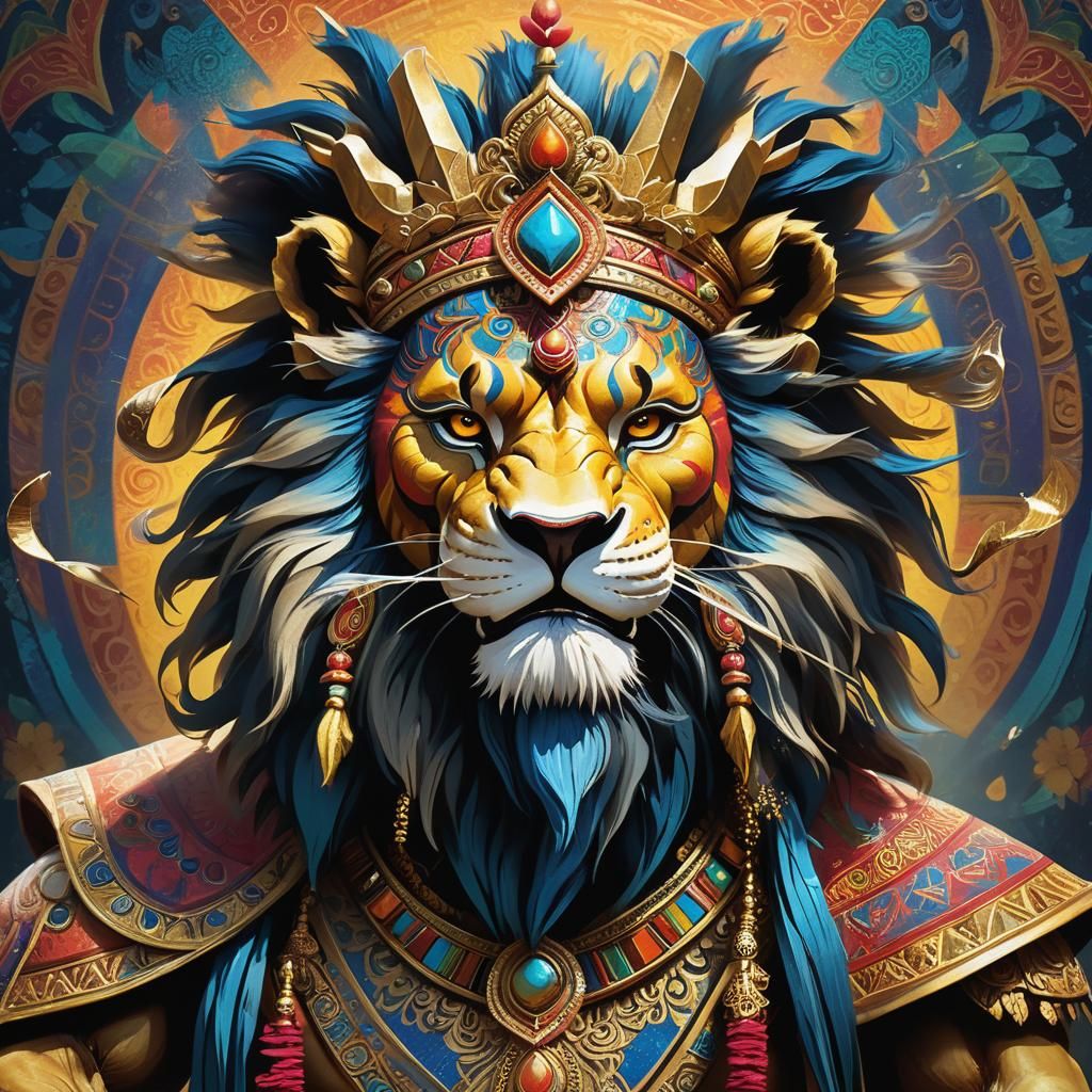 Lion-Headed Demon King with Golden Bow