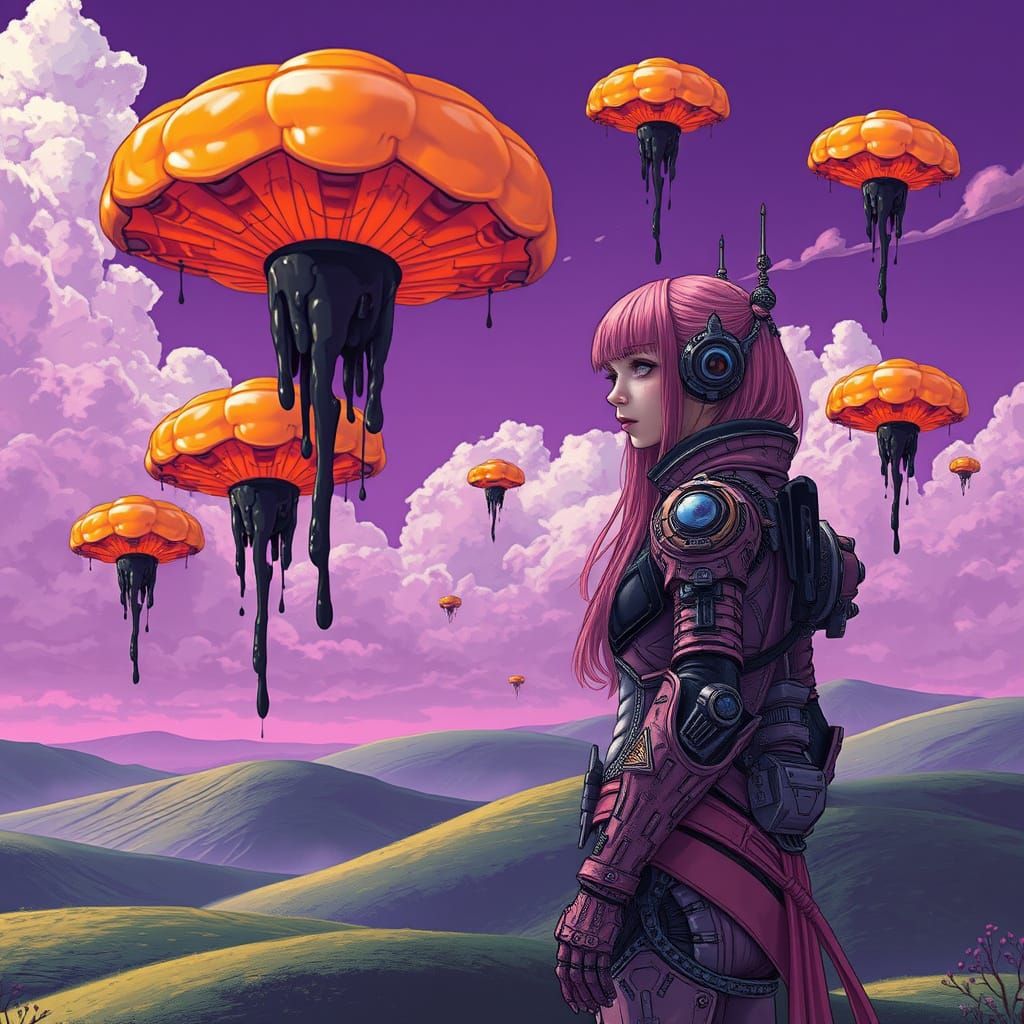 Cyberpunk Goddess in Futuristic Armor