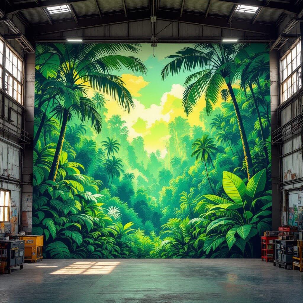 Lush Tropic Forest: Airbrushed Pop Art Mural