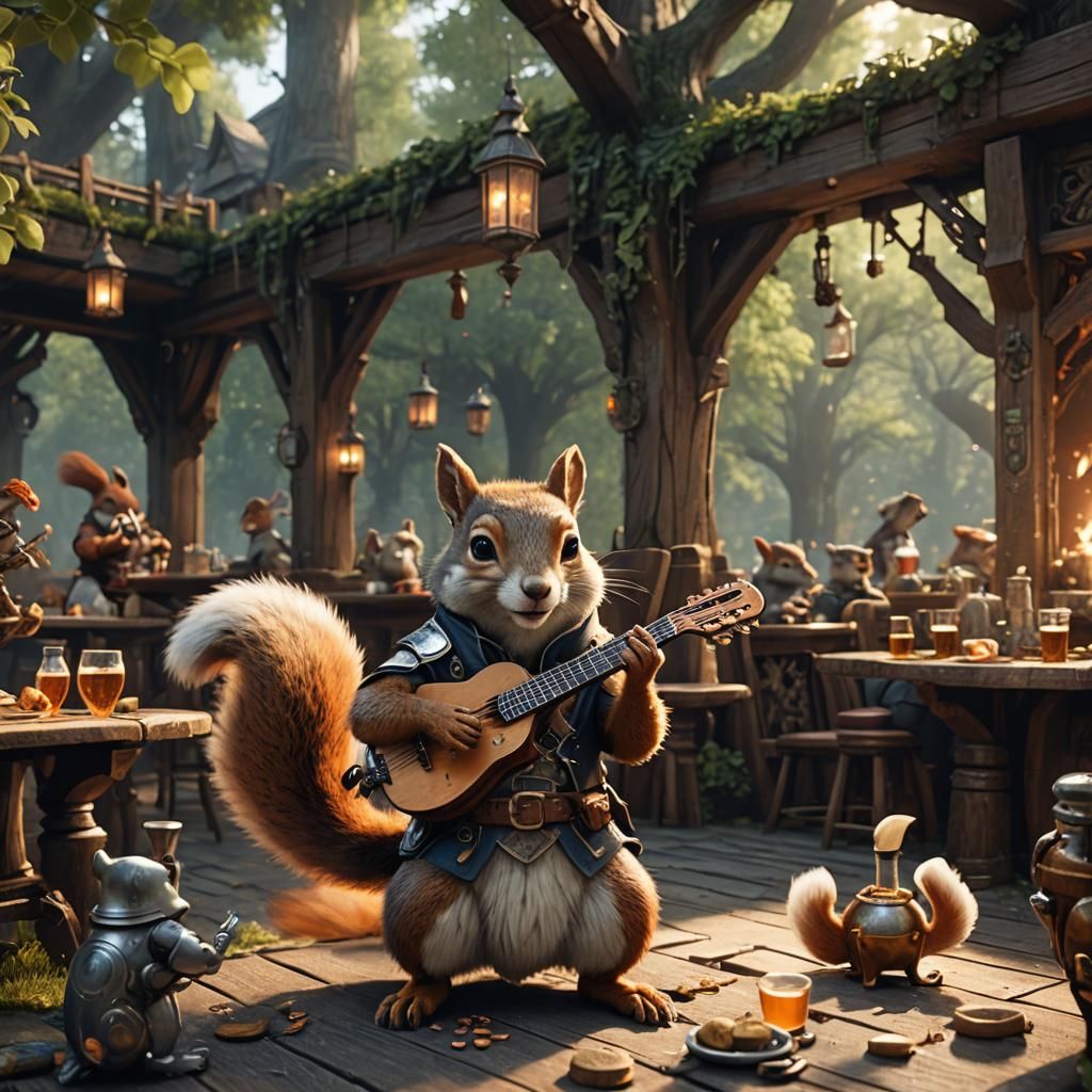 Squirrel Bard in Woodland Inn, Sci-Fi Render