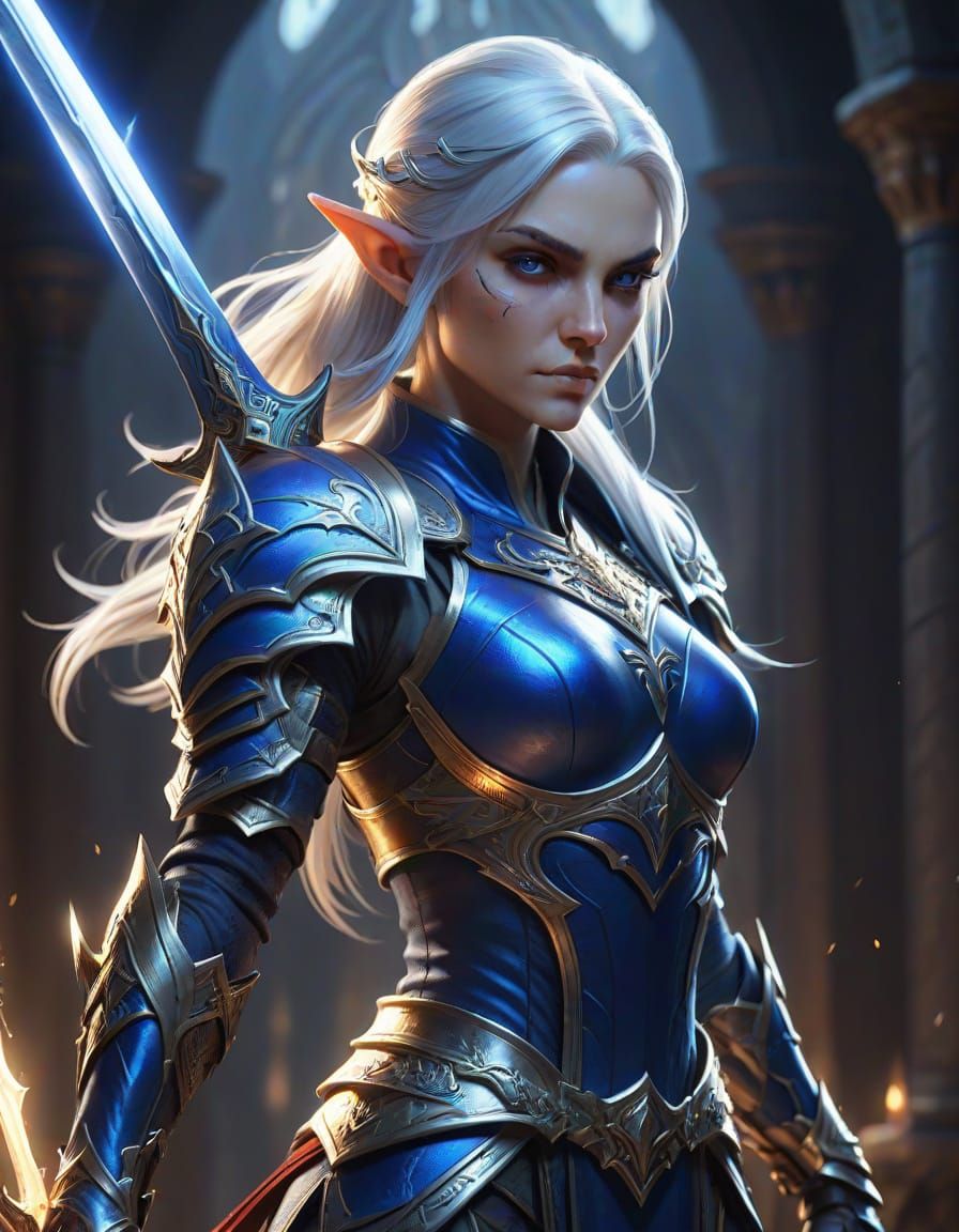 Astral Elf Warrior with Rapier and Dagger