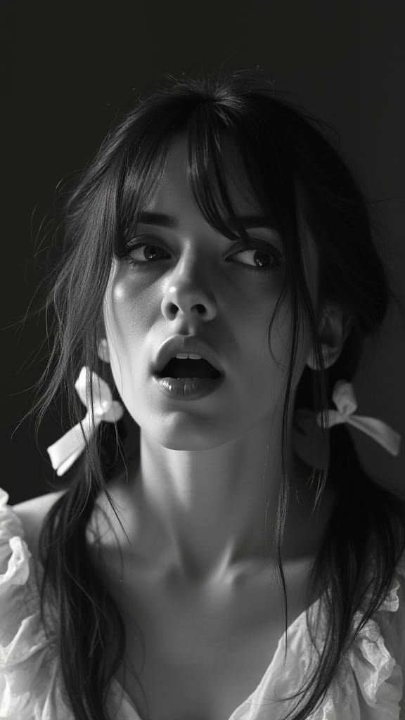 Dramatic Black and White Portrait in Vintage Style