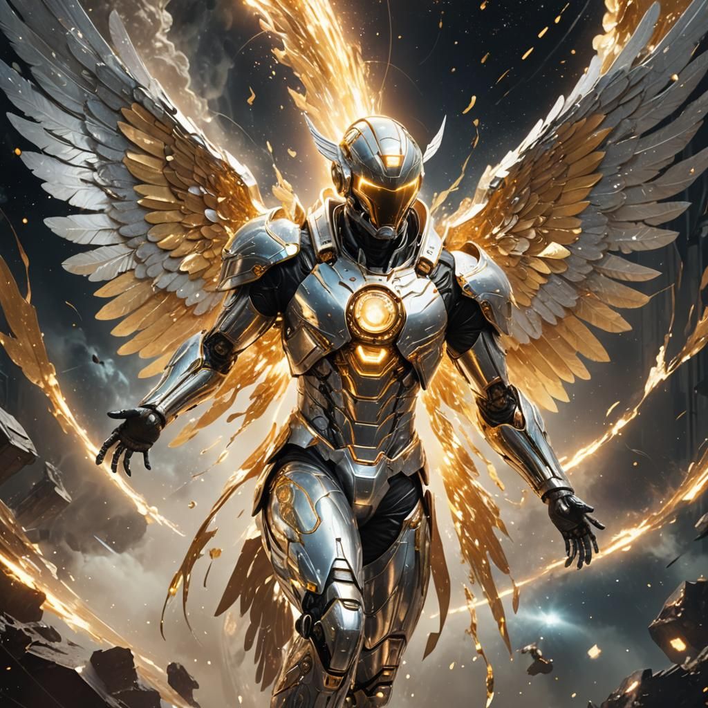 Cyberfantasy Angel Ascending in Space
