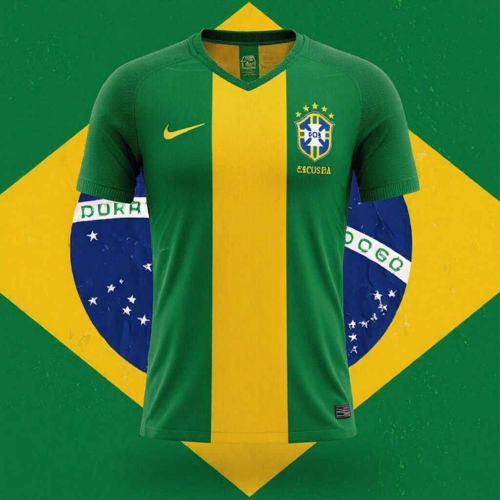 Brazilian Soccer Jersey in National Flag Colors