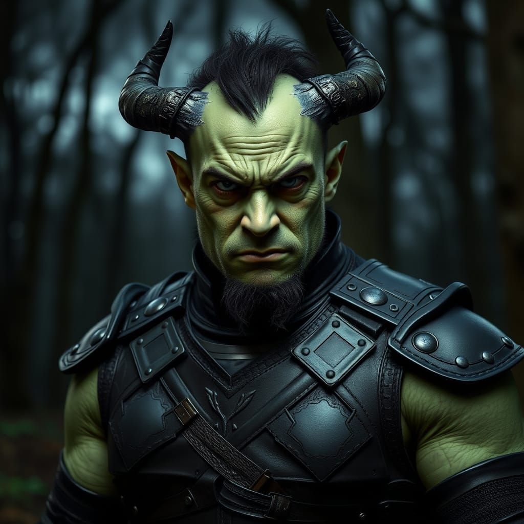 Orc Demon in Dark Forest, Fantasy Art