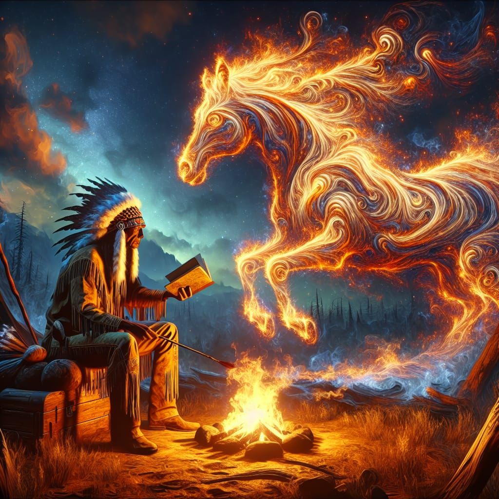 Native American Chief Consults Ancestral Spirits