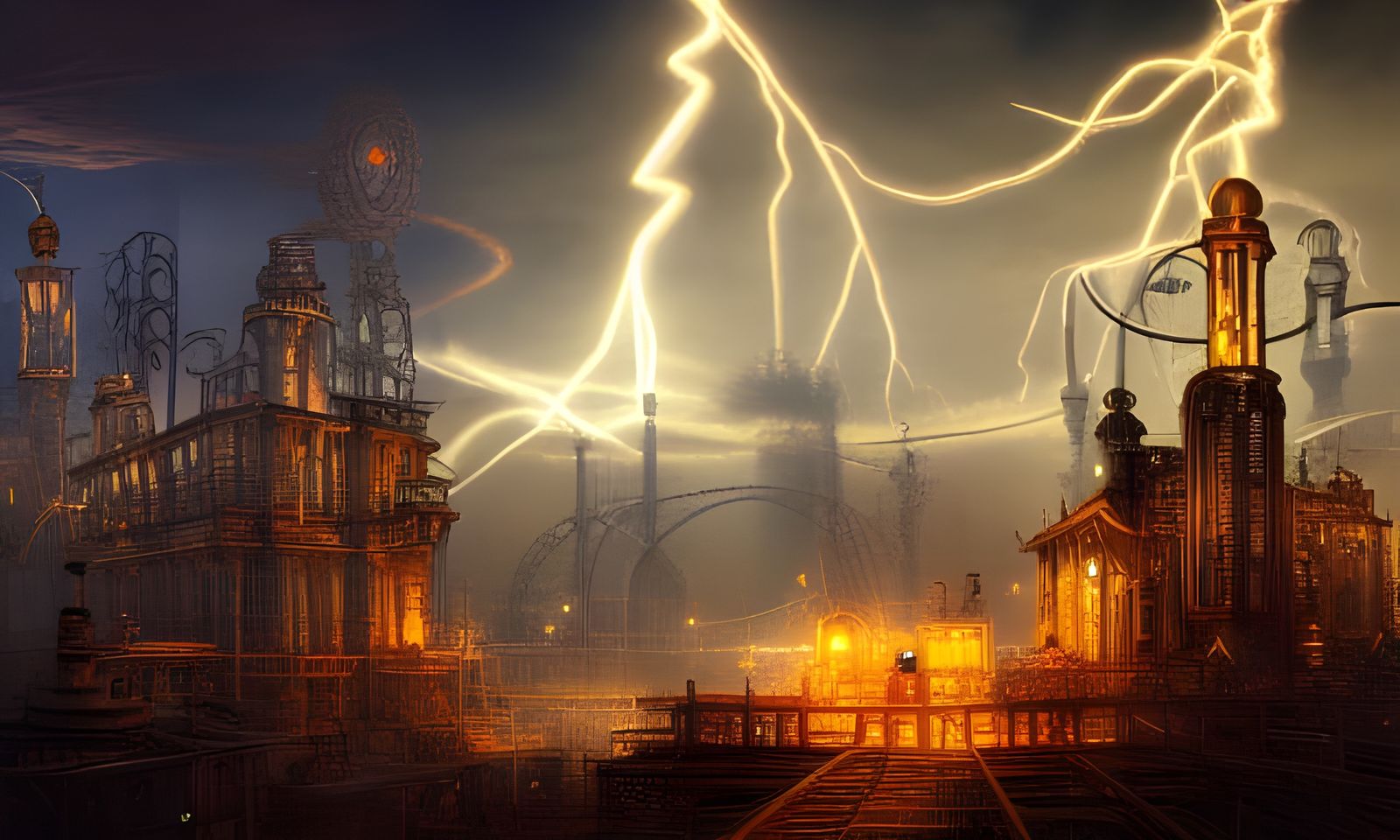 Electric Steampunk Fortress with Tesla Coils