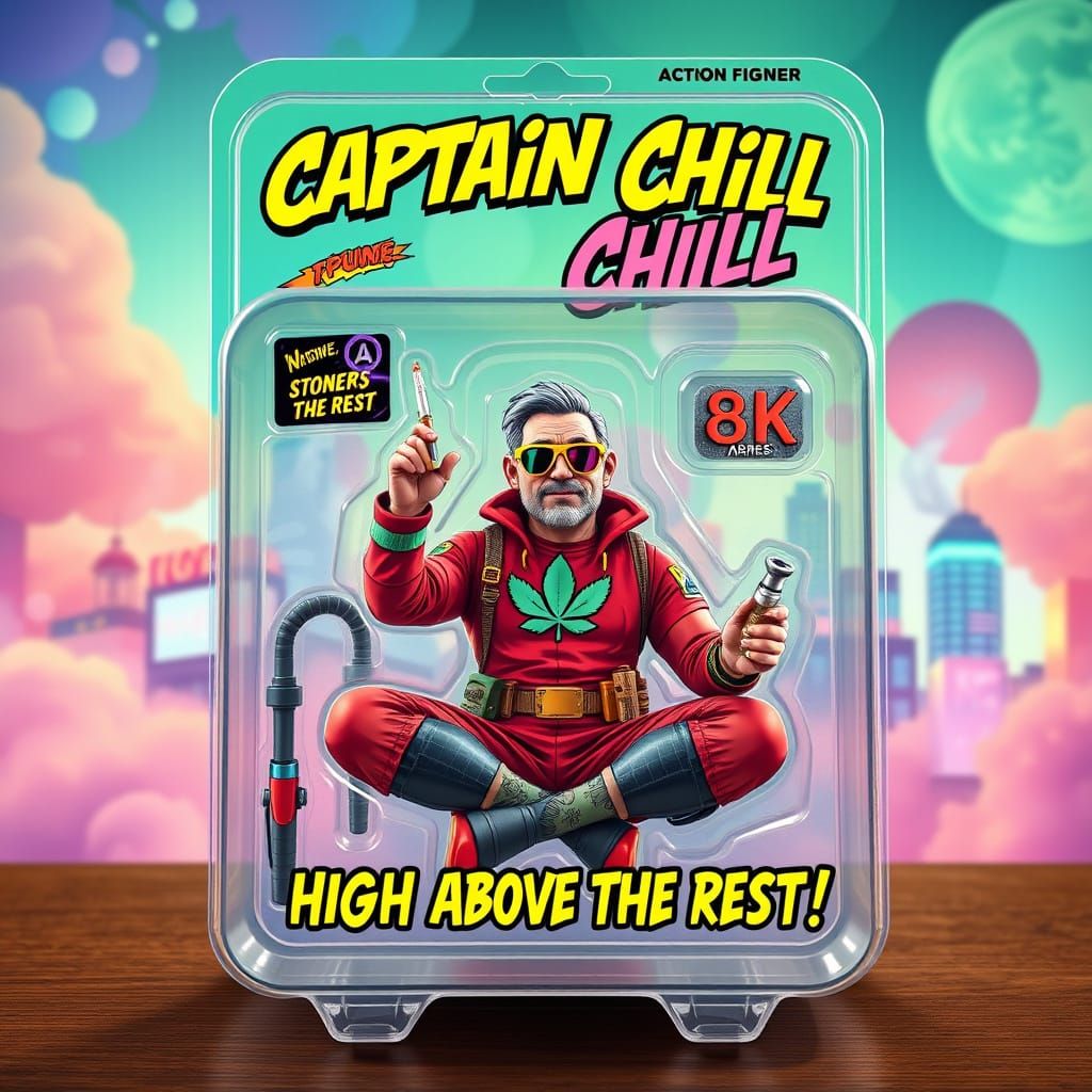 Retro-Futuristic Superhero Action Figure in a Vibrant Comic ...