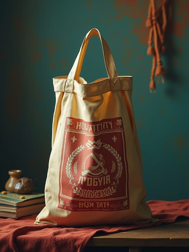 Vintage Soviet Avosyka Grocery Bag in Photorealistic Style