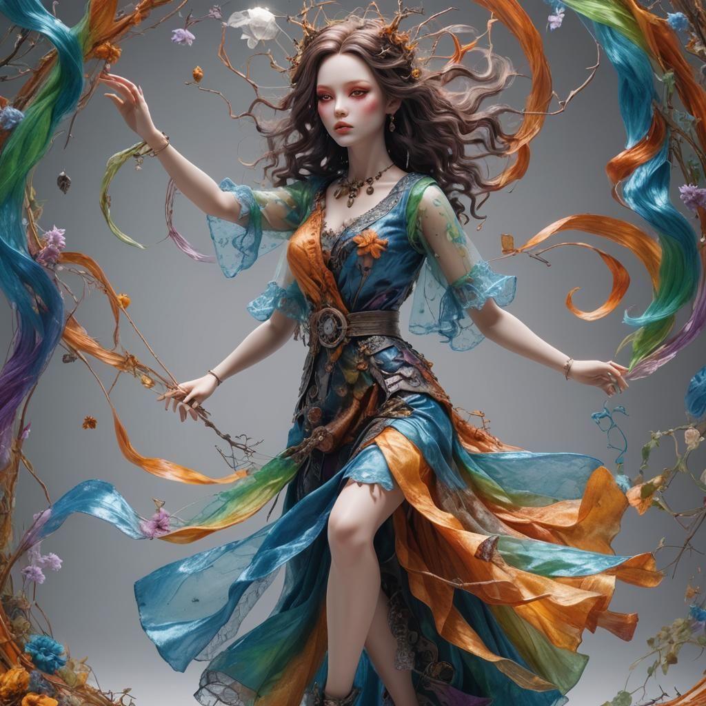 Hyperrealistic Mechanical Doll in Kawaii Pastel Style