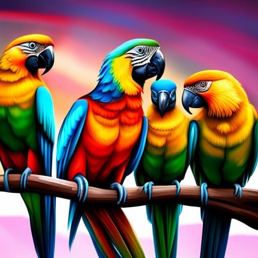 Colorful Australian Parrots in Graffiti Art Style