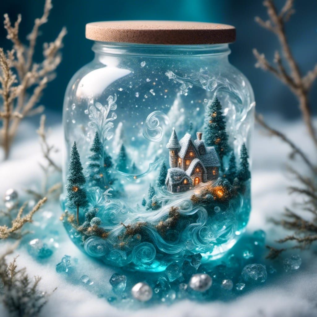 Ethereal Jar Scene in Thomas Kinkade Style